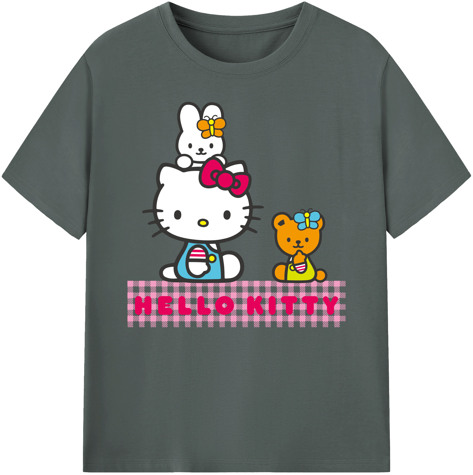 （画像用） Hello Kitty ハローキティ 綿100％ メンズ半袖Tシャツ｜肌触りやわらか＆通気性